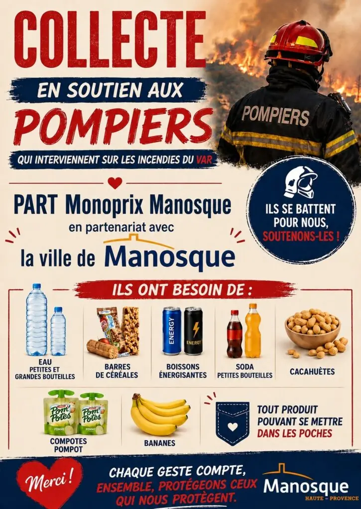 À Manosque, vos dons peuvent aider les pompiers du Var