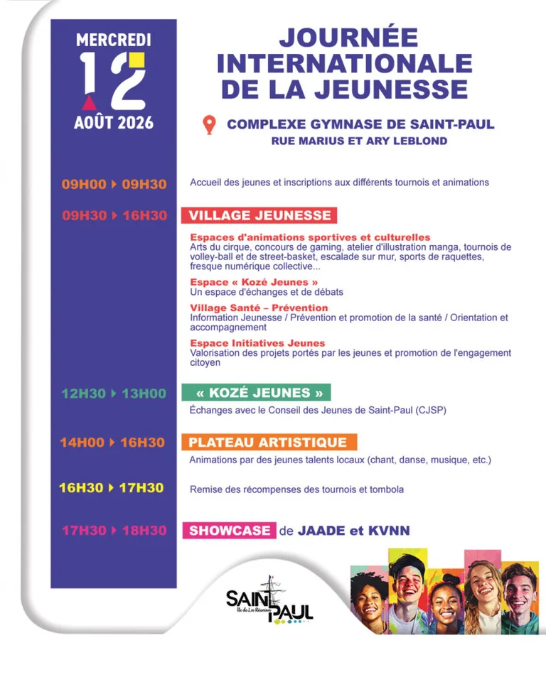 Journée de la jeunesse à Saint-Paul : accès gratuit le 12 août