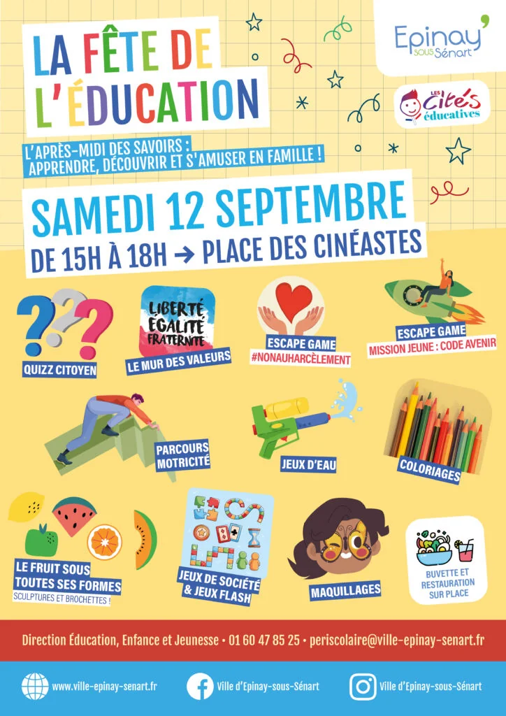 Fête de l’Éducation à Épinay : jeux gratuits le 12 septembre