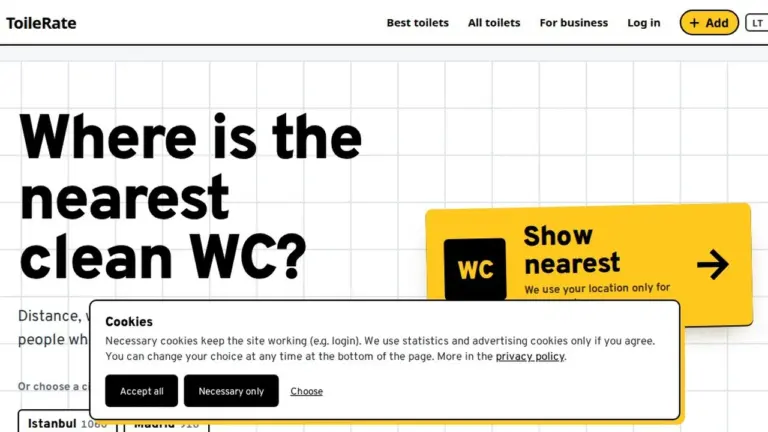 Une carte gratuite des toilettes pour les voyageurs